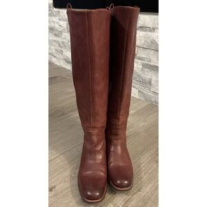 Franco Sarto Leather Boots Women's Size 7.5 M black Knee High Full Zip Riding